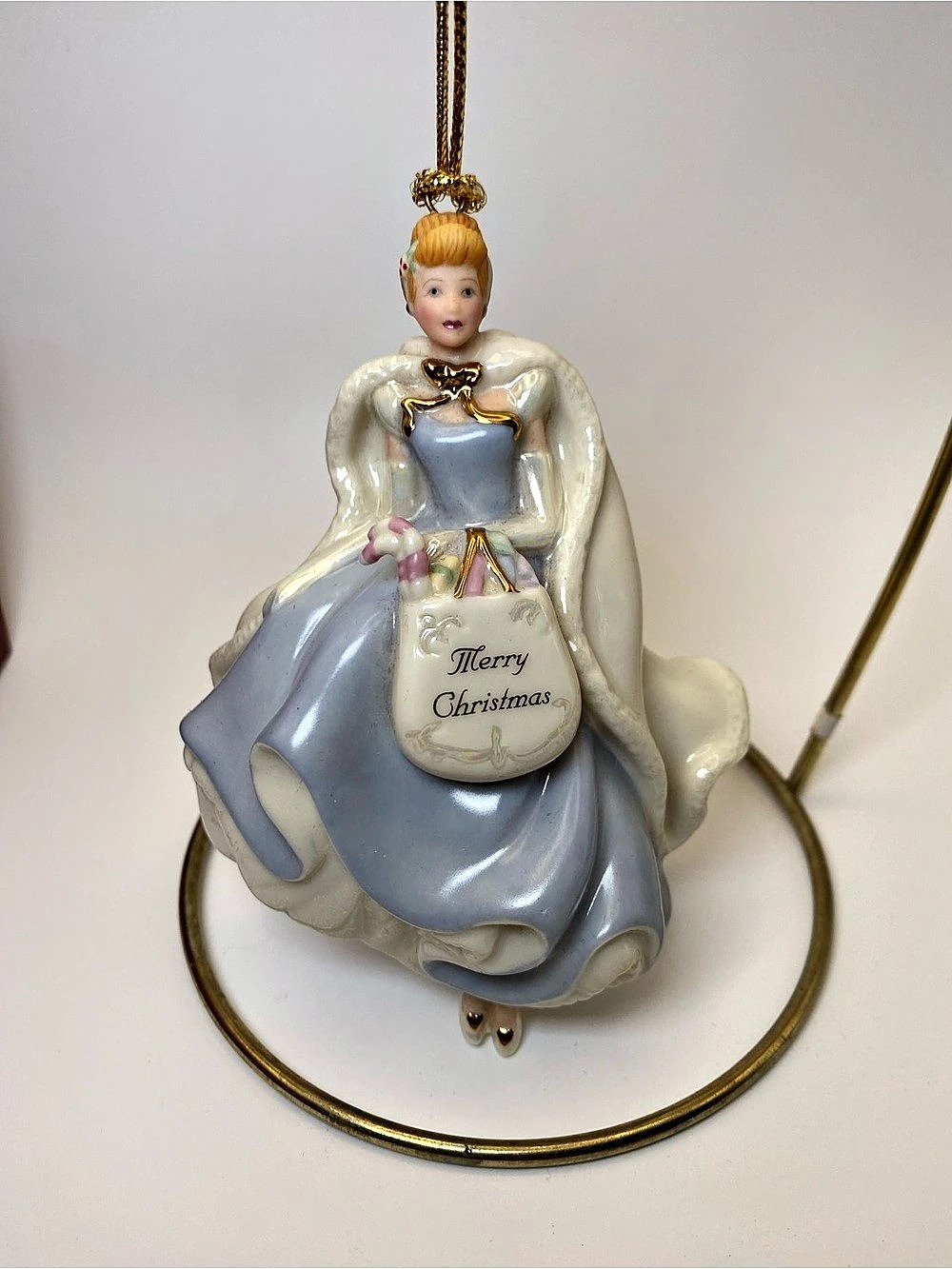 Lenox Disney Princess Cinderella Merry Christmas Ornament Blue & White